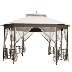 Tangkula 10'x 12'Octagonal Canopy Tent Patio Gazebo Canopy Shelter W/ Mosquito Netting