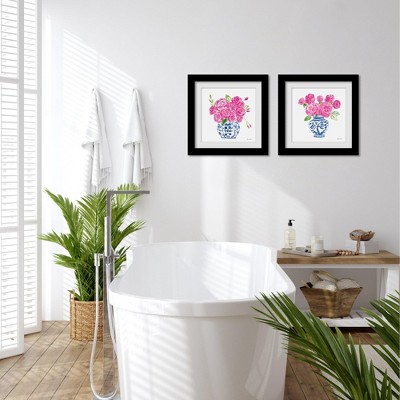 Americanflat Roses On White - Set of 2 Framed Prints by Wild Apple