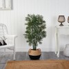 Nearly Natural 4-ft Parlor Palm Artificial Tree in Boho Chic Handmade Cotton & Jute Black Woven Planter - 2 of 4
