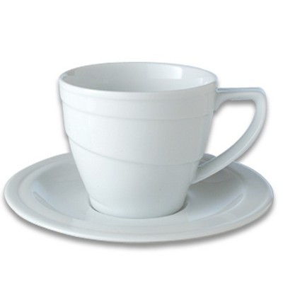 White Ceramic Espresso Cups with Saucers Set of 4