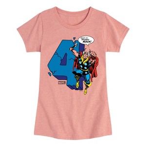 Girls' - Marvel - Thor Birthday Four Fitted Short Sleeve Graphic T-Shirt - 1 of 4