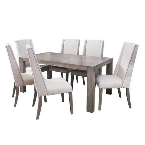 7pc Marjorie Acacia Dining Set Cream Gray Abbyson Living Target