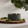8oz 2-Wick Green Matte Ceramic Woodwick Candle Vetiver and Moss - Threshold™ - image 2 of 4