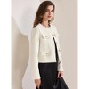 INSPIRE CHIC Women's Cropped Tweed Long Sleeve Button Down Fall Winter Work Business Blazer - 3 of 4