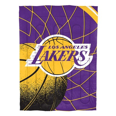 Twin Purple Microfiber Down Alternative Lakers Bedding Set