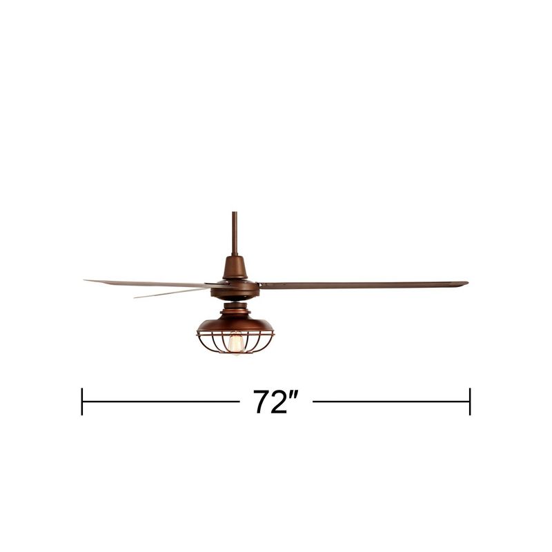 72" Casa Vieja Industrial Indoor Outdoor Ceiling Fan with Light LED Remote Control Oil Rubbed Bronze Cage Damp Rated for Patio Porch, 4 of 10