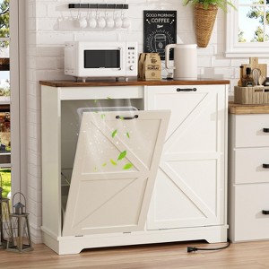 Wooden Garbage Bin Cabinet, Deodorizing Double Tilt Out Trash Can Cabinet - 1 of 4