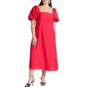 ELOQUII Women's Plus Size Puff Sleeve Flare Dress - 1 of 4