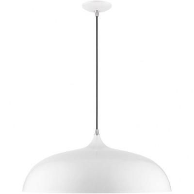 Shiny White and Chrome 3-Light Large Pendant