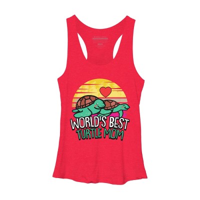Women's Design By Humans World's Best Turtle Mom Retro Stripes By animalshop Racerback Tank Top