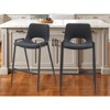 HomeRoots Set of Two 26" Black Faux Leather And Steel Low Back Counter Height Bar Chairs - 2 of 4