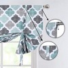 Quatrefoil Trellis Cotton Blend Tie Up Curtains for Kitchen Windows, Yellow/Grey - 3 of 4