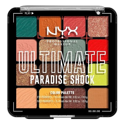 NYX Professional Makeup Paradise Shock - 16 Pan Makeup Palette includes Eye and Face Pigments