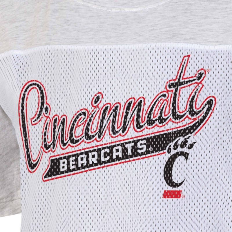 NCAA Cincinnati Bearcats Women&#39;s White Mesh Yoke T-Shirt, 3 of 4
