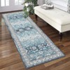 Washable Vintage Foral Rug Non Slip Low Pile Rug Soft Throw Floor Cover Foldable Indoor Carpet for Living Room Bedroom Playroom Nursery - 4 of 4