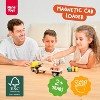 Magnetic Wooden Car Loader with 4 Vehicles and Semi Trailer Interactive Crane Toy Ages 2+ - 2 of 4