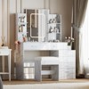 Vanity Desk with Mirror, LED Lights, Power Outlet, Makeup Vanity Table with 6 Drawers - 2 of 4