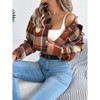 Women's Color Block Plaid Long Sleeve Fall Casual Short Jacket Wool Blend Button Pocket Shirt Top Blazers - 3 of 4