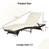 Outdoor Chaise Lounge Chair Set of 2, Wicker Reclining Lounge with Adjustable Backrest & Cushion, Sunbathing Chair for Patio Pool Garden - 3 of 4