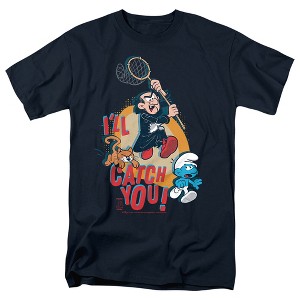 Smurfs Gargamel Azrael Ill Catch You! Adult T-Shirt Navy Large - 1 of 4