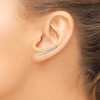Black Bow Jewelry 2 x 25mm Rhodium-Plated Sterling Silver CZ Curved Ear Climber Earrings - 3 of 4