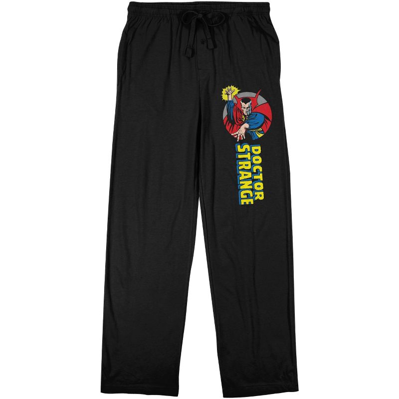 Marvel Comics Presents Dr. Strange With Logo Men's Black Sleep Pajama Pants, 1 of 4