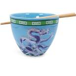 Boom Trendz Bowl Bop Blue Dragons Japanese Dinnerware Set | 16-Ounce Ramen Bowl, Chopsticks