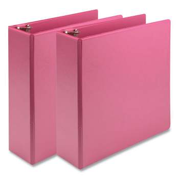 Samsill Earth's Choice Plant-Based Economy Round Ring View Binders, 3 Rings, 3" Capacity, 11 x 8.5, Pink, 2/Pack