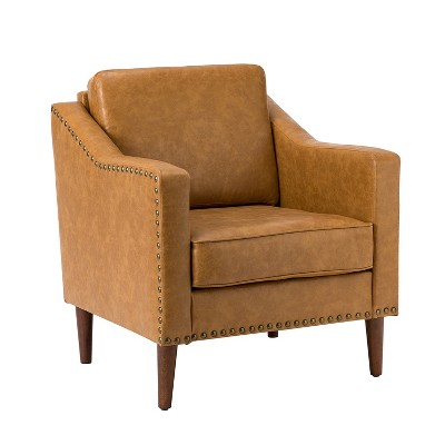Bonita Transitional Vegan Leather Armchair with Removable Seat Cushion and  Nailhead Trims | ARTFUL LIVING DESIGN