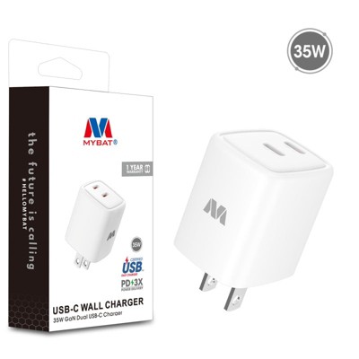 MyBat 35W GaN Dual USB-C Charger - White