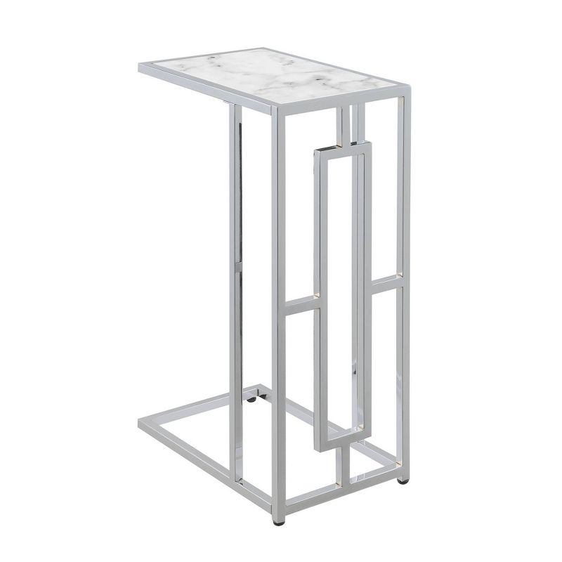 Town Square Chrome Faux Marble C End Table White Marble/Chrome - Breighton Home, 1 of 6