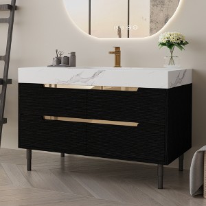 35.4" Modern Bathroom Vanity with Sink, Free-Standing/Wall-Mounted Bathroom Storage Cabinet with 4 Soft-Close Drawers - 1 of 4