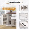 Angel Sar 63'' Farmhouse Buffet Cabinet with Storage, Kitchen Cabinet with Barn Door Design, Metal Handles, 2 Drawers & Adjustable Shelves, White - 4 of 4