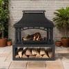 Kumasinova 40" Outdoor Fire Pit with Bottom Wood Storage and Poker,Wood-Burning Steel Patio Fireplace for Backyard and BBQ Parties,Black - 2 of 4