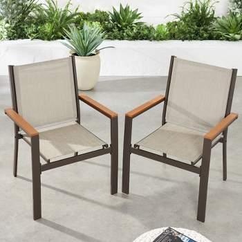 Best Choice Products Set of 2 Textilene Chairs, Conversation Dining Accent Furniture w/ Armrests