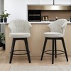 Set of 2 Counter Height Swivel Bar Stools Chenille Upholstered Chairs with Wide Backrest - Leovsnove - 3 of 4