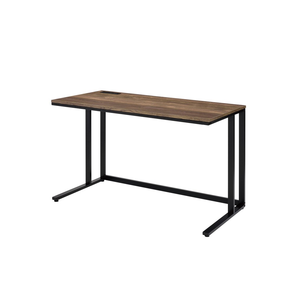 Photos - Office Desk Tyrese Built-In USB Port Writing Desk Walnut/Black - Acme Furniture