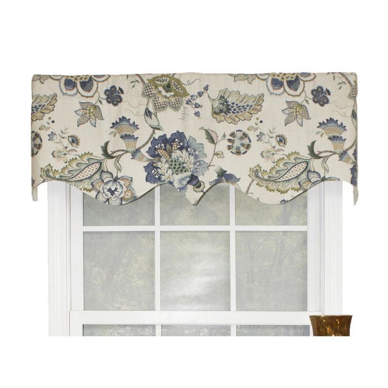 Ophelia Regal Style All Season 3" Rod Pocket Valance 50" x 17" Blue by RLF Home, 1 of 5