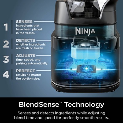 Ninja Black Stainless Steel 72-oz Countertop Blender with Travel Cups
