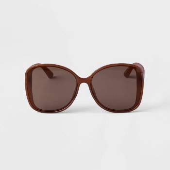 Women's Oversized Plastic Butterfly Sunglasses - A New Day™ Brown