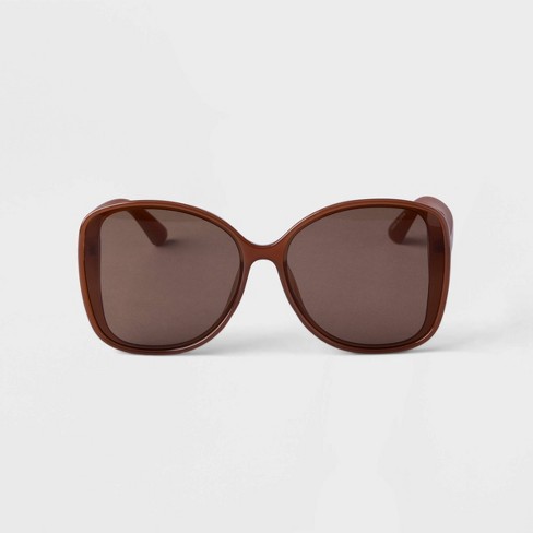 Women\'s Oversized Plastic Butterfly Sunglasses - A New Day™ Brown : Target