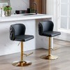 Lyngins Luxury 360° Swivel Counter Height Bar Stool Set of 2, Adjustable Height Counter Stools with Gold-Plated Base, Back Buttons & Hammered Rivets - 3 of 4