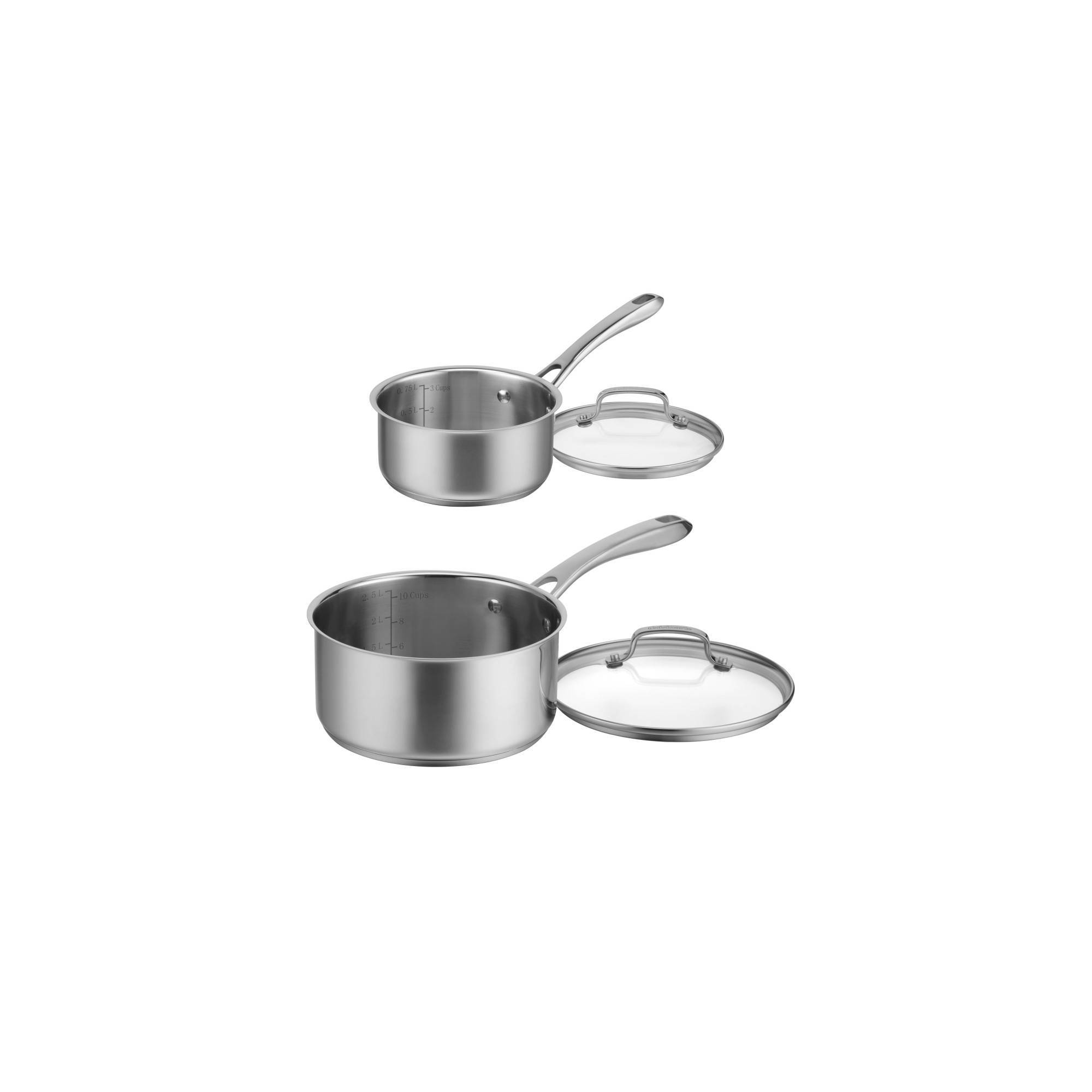 Cuisinart Classic 4pc Stainless Steel Saucepan Set (1.5qt & 3qt) - 83-4: Induction Safe Cookware, Dishwasher-Safe