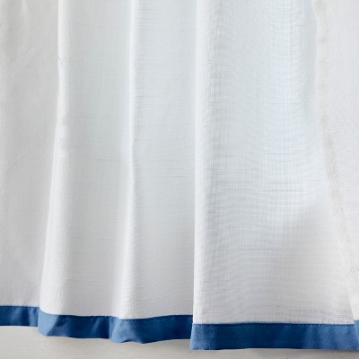 Blue and White Polyester Rod Pocket Bathroom Valance, 56x24