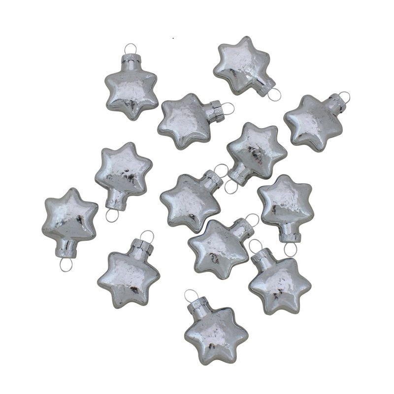 Northlight Shiny Finish Glass Christmas Star Ornaments - 1.75" (45mm) - Silver - 56ct, 2 of 4