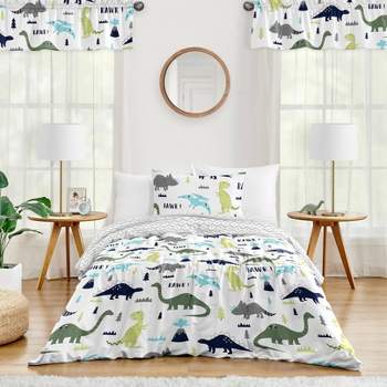 4pc Mod Dinosaur Twin Kids' Comforter Bedding Set Blue and Green - Sweet Jojo Designs