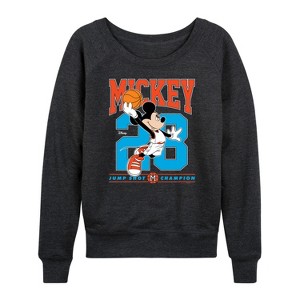 Women's - Disney - Mickey Jump Shot Lightweight French Terry Wide Neck Long Sleeve Shirt - 1 of 4