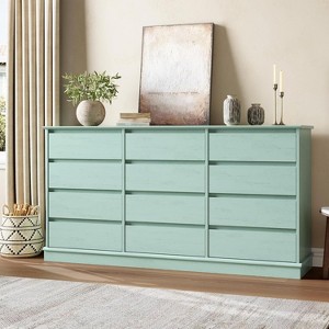 5/9/12 Drawer Chest Dresser with Wide Top, MDF Wood Storage Organizer for Bedroom, Living Room, White/Black/Green - 1 of 4