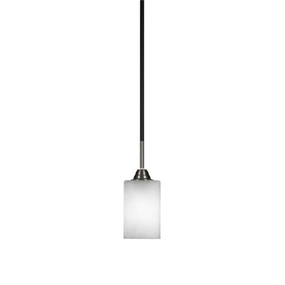 Toltec Lighting Paramount 1 - Light Pendant in  Matte Black/Brushed Nickel with 4" Square White Muslin Shade