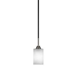 Toltec Lighting Paramount 1 - Light Pendant in  Matte Black/Brushed Nickel with 4" Square White Muslin Shade - 1 of 1